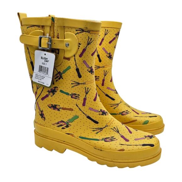 NWT Western Chief Rain Boots In The Garden Size 7 - Picture 1 of 11